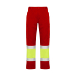 Pantaloni da lavoro alta visibilità con tasche 200 g/m2 Roly Naos color rosso seconda vista