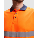 Polo da lavoro alta visibilità in poliestere 170g/m2 Roly Polaris color  arancione fluorescente vista dettaglio 1