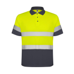 Polo da lavoro alta visibilità in poliestere 170g/m2 Roly Polaris color grigio topo seconda vista