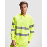 Polo da lavoro tecnico a maniche lunghe 170 g/m2 Roly Polaris L/S color giallo fluorescente prima vista d'uso