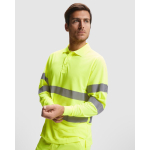 Polo da lavoro tecnico a maniche lunghe 170 g/m2 Roly Polaris L/S color giallo fluorescente quarta vista d'uso