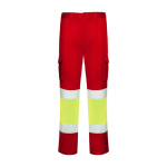 Pantaloni da lavoro alta visibilità 250 g/m2 Roly Daily Stretch HV color rosso seconda vista