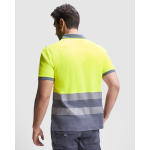 Polo da lavoro a alta visibilità maniche corte 170g/m2 Roly Atrio color  arancione fluorescente quarta vista d'uso