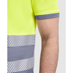 Polo da lavoro a alta visibilità maniche corte 170g/m2 Roly Atrio color  arancione fluorescente vista dettaglio 1