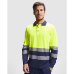 Polo da lavoro tecnica a maniche lunghe 170 g/m2 Roly Atrio LS color blu mare prima vista d'uso