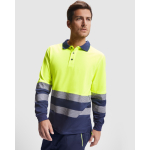 Polo da lavoro tecnica a maniche lunghe 170 g/m2 Roly Atrio LS color blu mare quarta vista d'uso