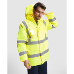 Parka da lavoro imbottito alta visibilità 395 g/m2 Roly Merak color blu mare quarta vista d'uso