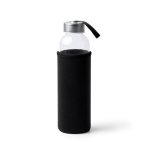Borraccia in vetro con custodia in neoprene e laccetto 500ml color nero seconda vista