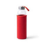 Borraccia in vetro con custodia in neoprene e laccetto 500ml color rosso seconda vista