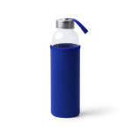 Borraccia in vetro con custodia in neoprene e laccetto 500ml color blu reale seconda vista