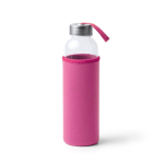Borraccia in vetro con custodia in neoprene e laccetto 500ml color fucsia seconda vista