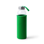 Borraccia in vetro con custodia in neoprene e laccetto 500ml color verde pastello seconda vista