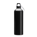 Borraccia in alluminio grande con moschettone nel tappo da 800ml color nero seconda vista