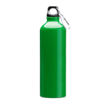 Borraccia in alluminio grande con moschettone nel tappo da 800ml color verde prima vista d'uso