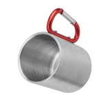 Tazza metallica a doppia parete con manico moschettone colorato 230ml color rosso vista dettaglio 1