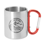 Tazza metallica a doppia parete con manico moschettone colorato 230ml color rosso vista dettaglio 4