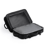 Zaino da viaggio in pelle PU espandibile con tasca per laptop 17” color nero vista dettaglio 2