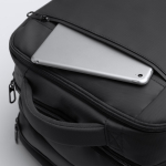 Zaino da viaggio in pelle PU espandibile con tasca per laptop 17” color nero vista dettaglio 4