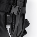 Zaino da viaggio in pelle PU espandibile con tasca per laptop 17” color nero vista dettaglio 5