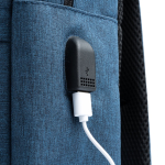 Zaino in poliestere riciclato 600D con tasca principale per laptop color blu reale vista dettaglio 1