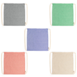 Zainetto a sacca ecologico in finitura mélange 120 g/m2 color nero vista dettaglio 1