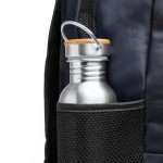 Zaino in nylon 600D con schienale imbottito e spallacci regolabili 15” color blu mare vista dettaglio 2