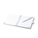 Block notes a righe fatto con estratti di pietra copertina rigida A5 color bianco vista dettaglio 1