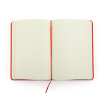 Blocco note con copertina rigida in semilpelle A5 pagine lisce color rosso vista dettaglio 2