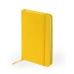 Blocco note con copertina rigida in semilpelle A5 pagine lisce color giallo prima vista d'uso