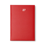 Agenda in pelle sintetica imbottita con vista giornaliera e formato A5 color rosso seconda vista
