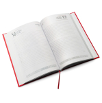Agenda in pelle sintetica imbottita con vista giornaliera e formato A5 color rosso vista dettaglio 1
