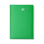 Agenda in pelle sintetica imbottita con vista giornaliera e formato A5 color verde seconda vista