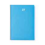 Agenda in pelle sintetica imbottita con vista giornaliera e formato A5 color azzurro seconda vista