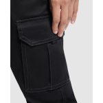Pantaloni lavoro lunghi donna con elastan 250g/m2 Roly Daily Stretch color nero vista dettaglio 1