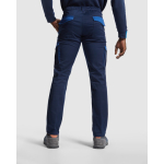 Pantalone lungo unisex multitasche a contrasto 250 g/m2 Roly Trooper color blu reale quarta vista d'uso