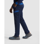 Pantalone lungo unisex multitasche a contrasto 250 g/m2 Roly Trooper color blu reale quinta vista d'uso