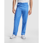 Pantaloni sanitari lunghi unisex a taglio dritto 195g/m2 Roly Care color blu bondi prima vista d'uso