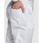 Pantaloni a taglio dritto poliestere e cotone 210g/m2 Roly Pintor color bianco vista dettaglio 2