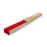 Ventaglio con tessuto in poliestere e stecche in legno color rosso vista dettaglio 1