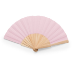 Ventaglio con tessuto in poliestere e stecche in legno color rosa chiaro seconda vista
