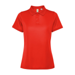 Polo tecnica donna in poliestere riciclato 125g/m2 Roly Direct Tormo color rosso seconda vista