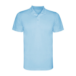 Polo tecnica corta in poliestere piqué 150 g/m2 Roly Direct Monzha color azzurro seconda vista