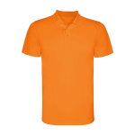 Polo tecnica corta in poliestere piqué 150 g/m2 Roly Direct Monzha color  arancione fluorescente seconda vista