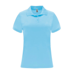 Polo tecnica da donna in poliestere piqué 150g/m2 Roly Direct Monzha color azzurro seconda vista