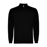Polo a manica lunga in poliestere e cotone 220g/m2 Roly Direct Carpe L color nero seconda vista