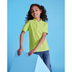 Polo corta in maglia piqué 220 g/m2 Roly Direct Pegaso Premium color verde fluorescente seconda vista d'uso