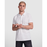 Polo a maniche corte in cotone biologico 210g/m2 Roly Direct Prince color bianco quarta vista d'uso
