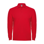 Polo lunga in cotone con polsini a costine 220g/m2 Roly Direct Estrella color rosso seconda vista