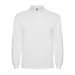 Polo lunga in cotone con polsini a costine 220g/m2 Roly Direct Estrella color bianco seconda vista