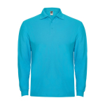 Polo lunga in cotone con polsini a costine 220g/m2 Roly Direct Estrella color turchese seconda vista